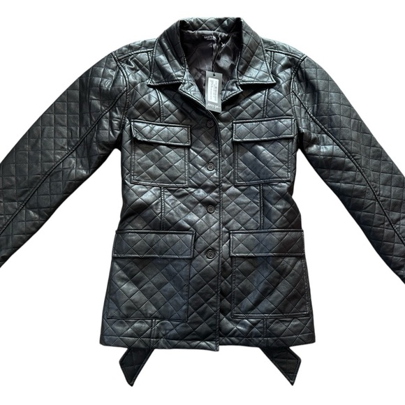 Nasty Gal Calling It Quits Faux Leather Belted Jacket NWT Women Size 6 (eur 38) - Picture 4 of 9